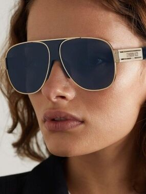 NEW Dior DIORSIGNATURE A3U B0B0 Gold Blue Unisex Aviator Sunglasses